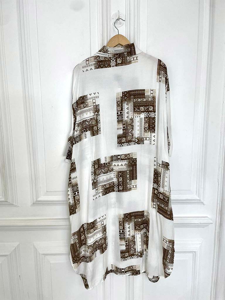 Mosaic Tile Shirt Dress - Chocolate