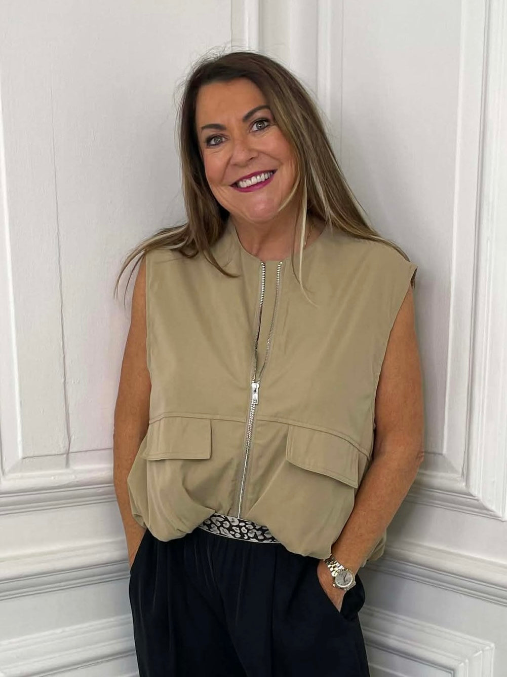 Bubble Hem Gilet - Sand