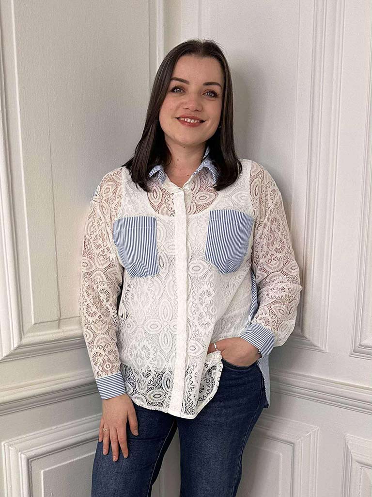Lace & Stripe Contrast Shirt