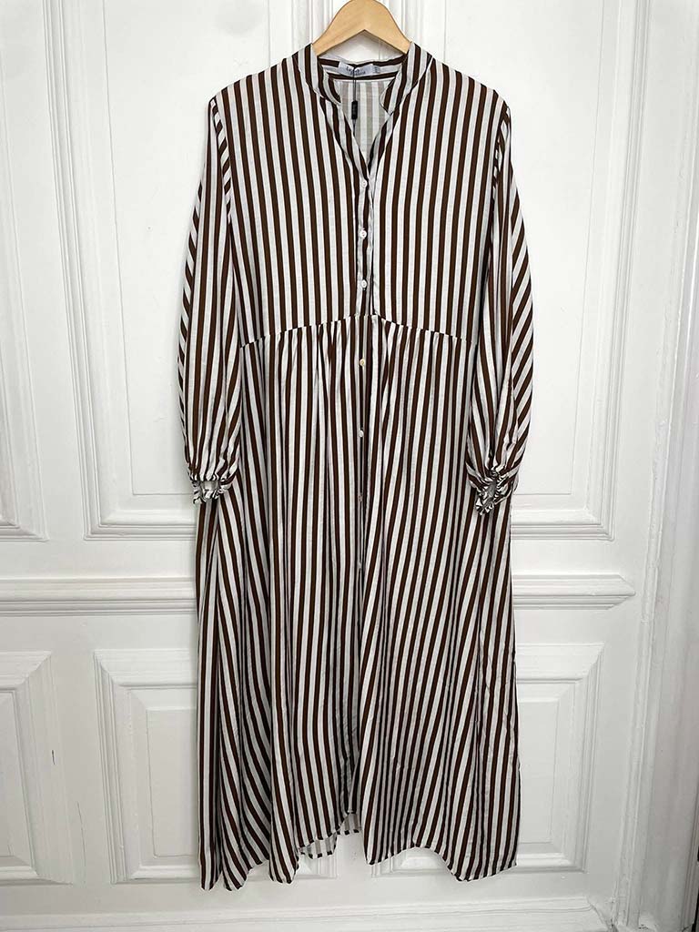 Striped Maxi Dress - Chocolate