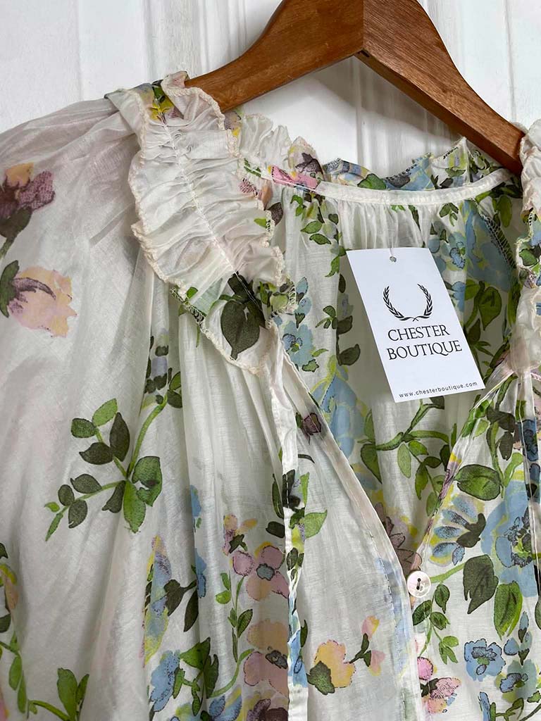 Wildflower Frill Blouse - Parchment
