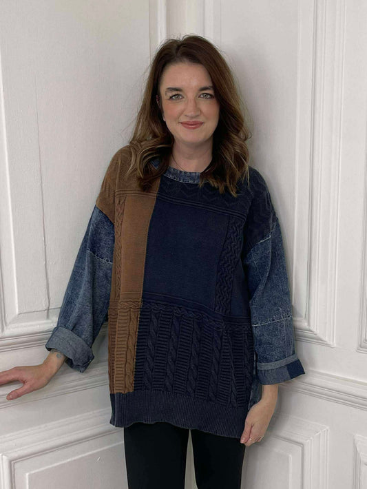 Denim Patchwork Knit