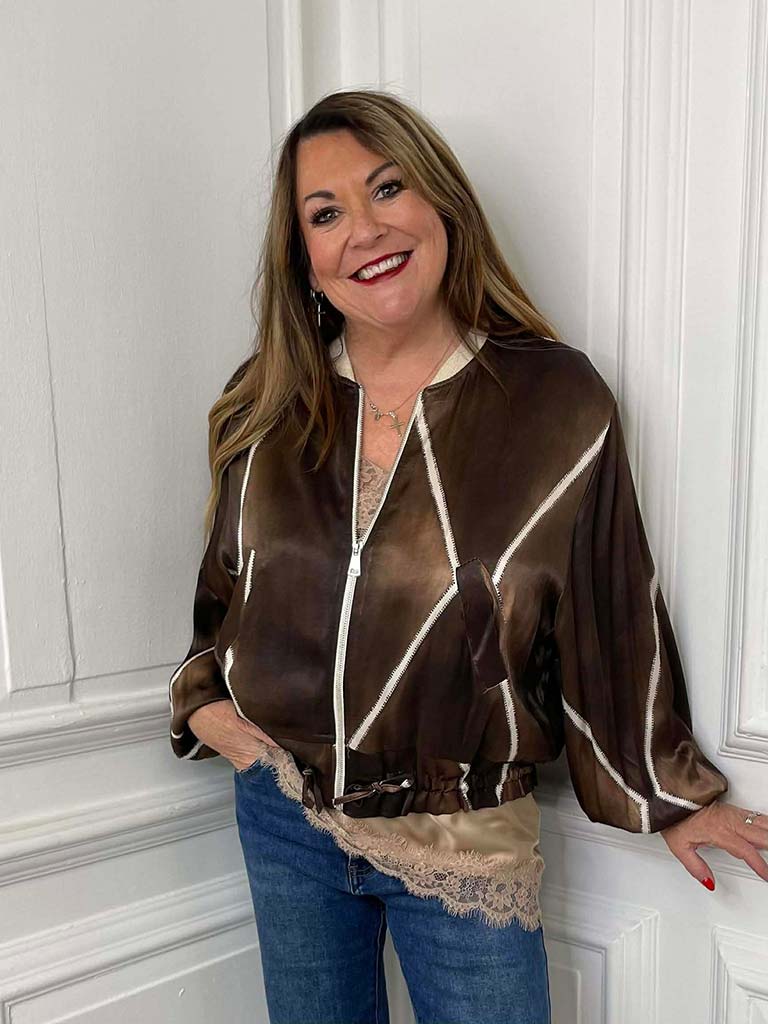 Harlequin Bomber Jacket - Chocolate