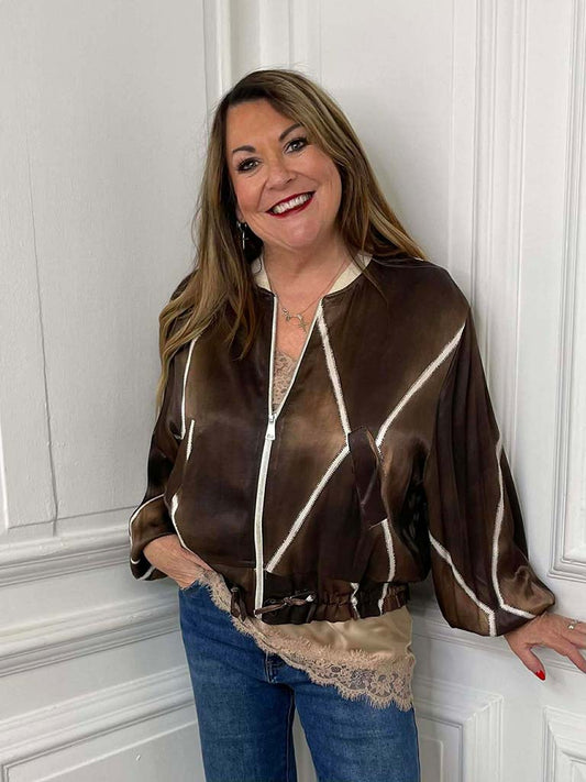 Harlequin Bomber Jacket - Chocolate