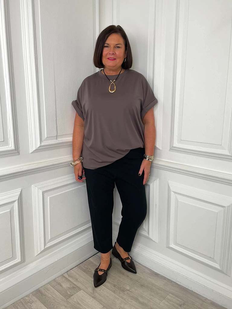 Malissa J Padded Sleeve Tee - Mushroom