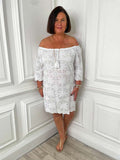 Cotton Bardot Embroidered Dress