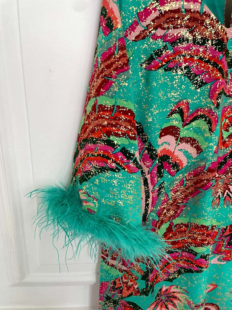 Malissa J Rio Feather Dress - Jade