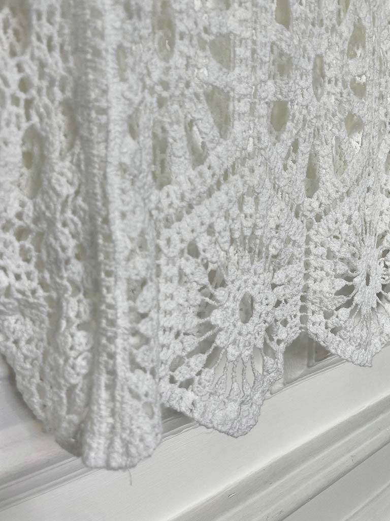 V-Neck Cotton Crochet Top - White