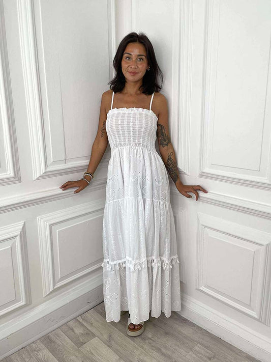 Broderie Anglaise Heart Dress - White