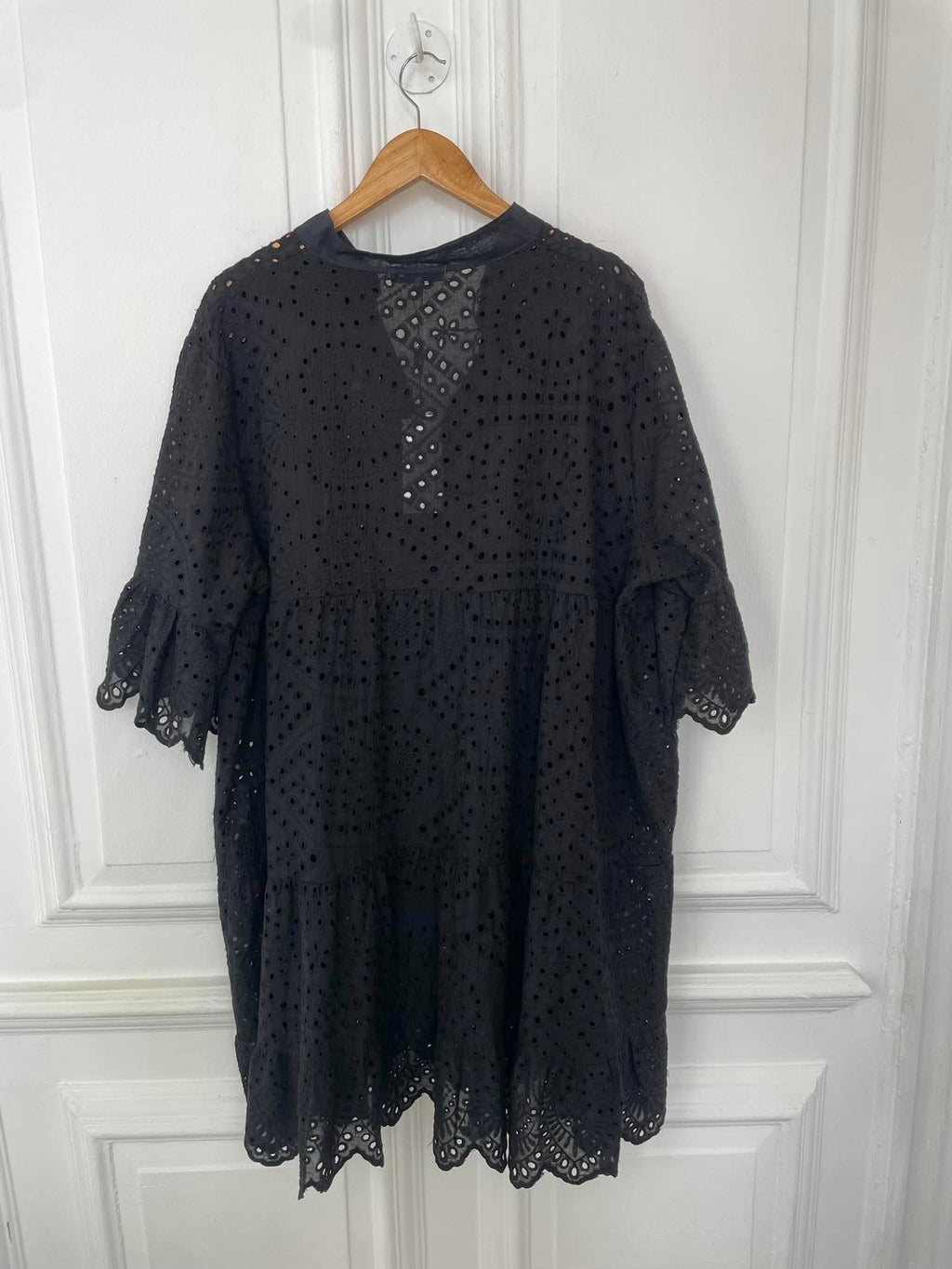 Broderie Anglaise Cotton Dress - Black