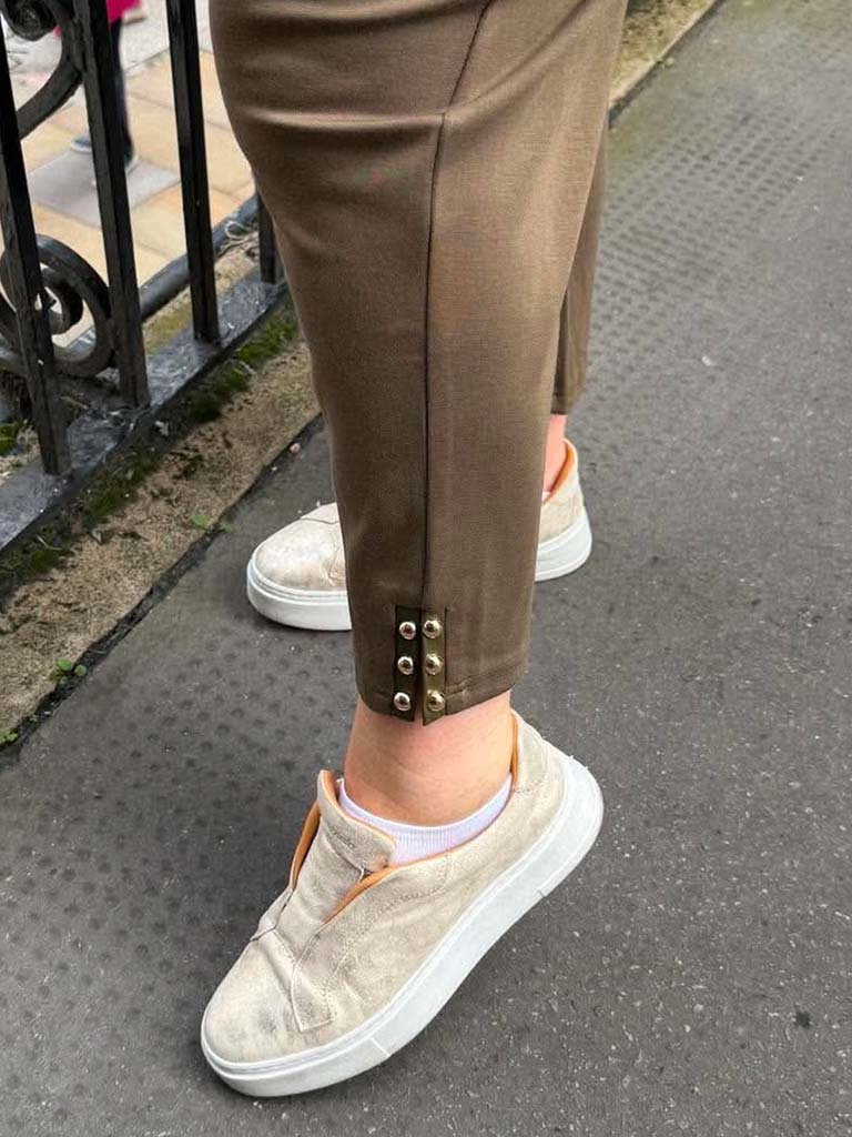 Malissa J Studded Cigarette Trousers - Khaki