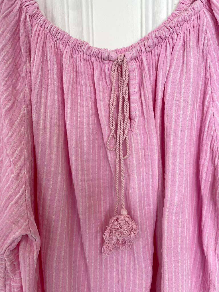 Seersucker Stripe Bardot Top - Blossom