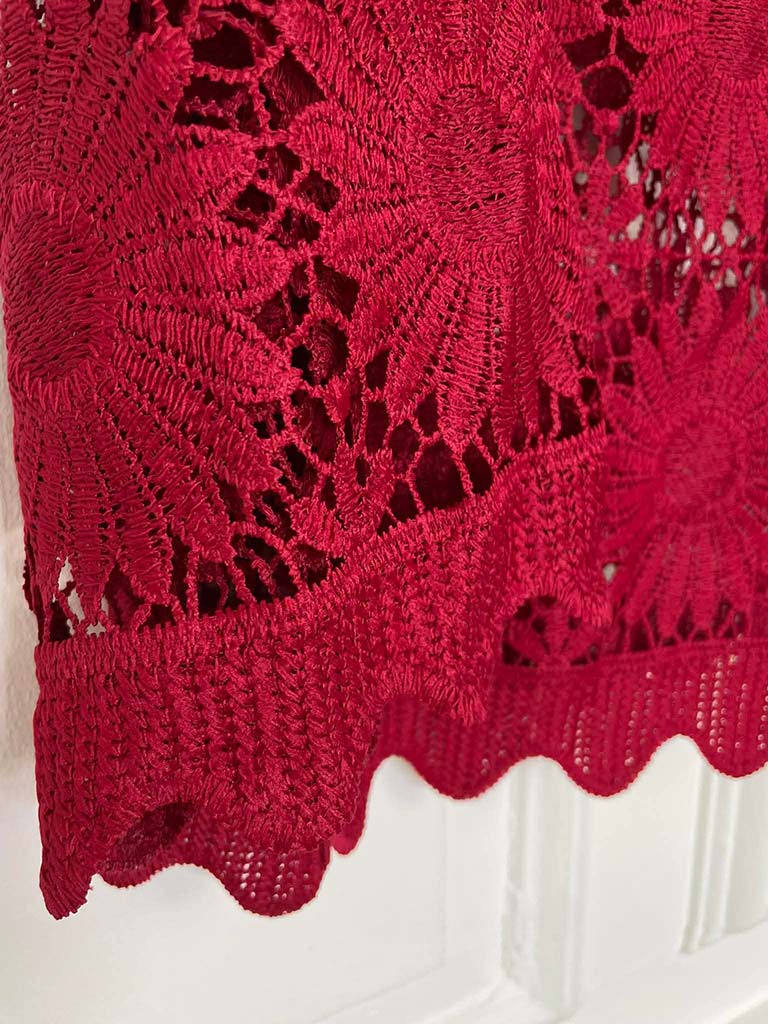 Daisy Crochet Jacket - Cranberry