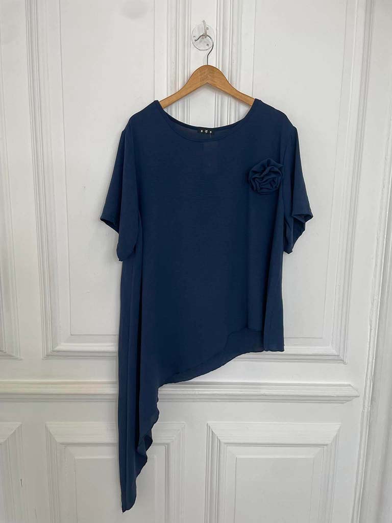 Asymmetric Flower Co-ord - Navy