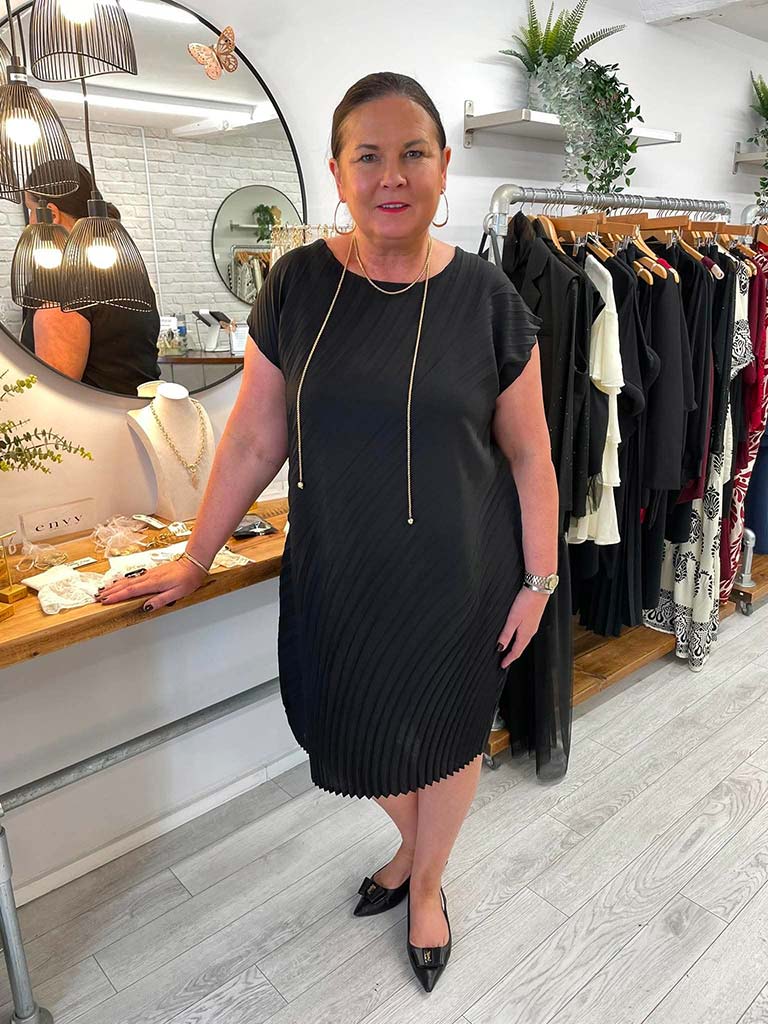 Malissa J Pleated Cocoon Dress - Black