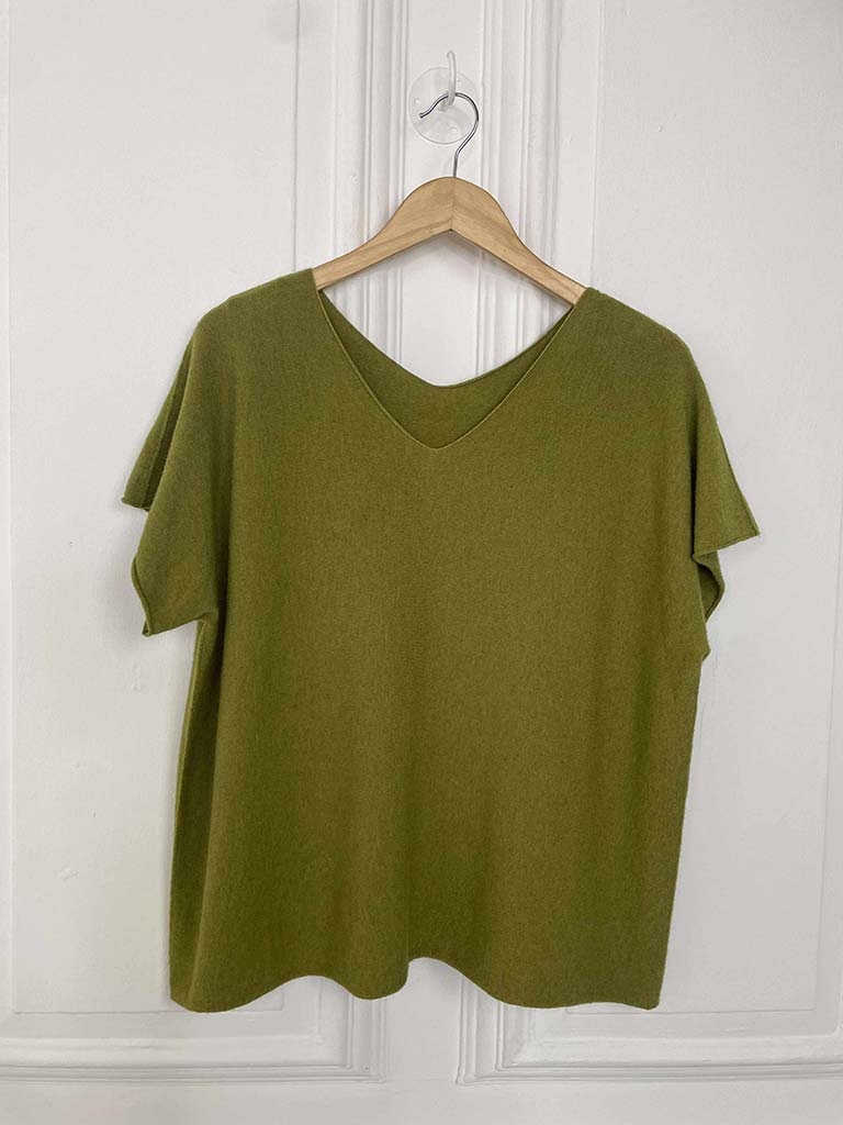 V-Neck Knit Top - Avocado