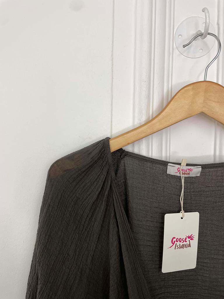 Waffle Tie Shrug - Chocolate