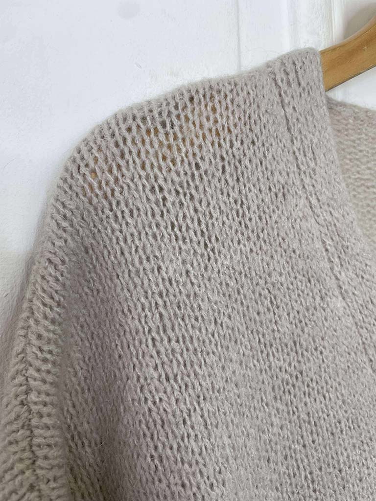 Embellished Button Tank Cardigan - Stone