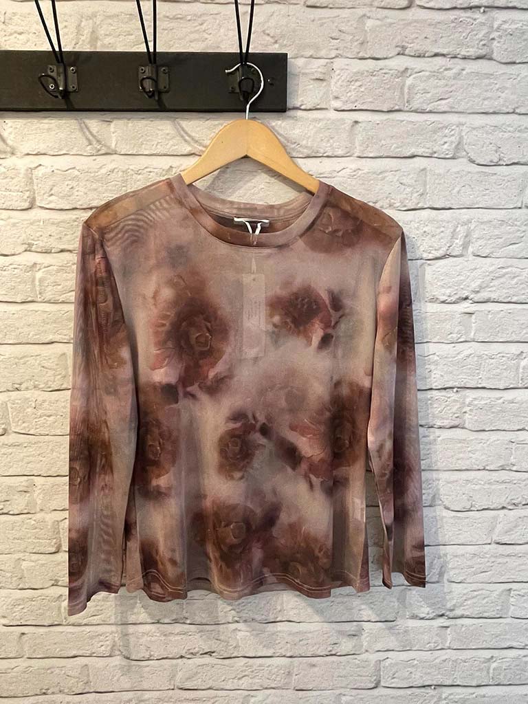 Print Mesh Layering Top - Vintage Rose