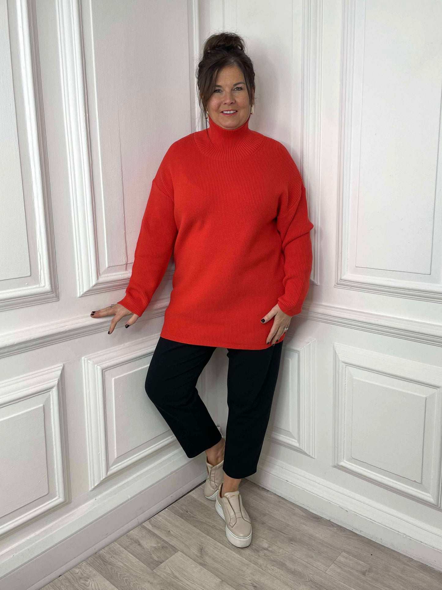 Malissa J High Neck Ribbed Knit - Scarlet