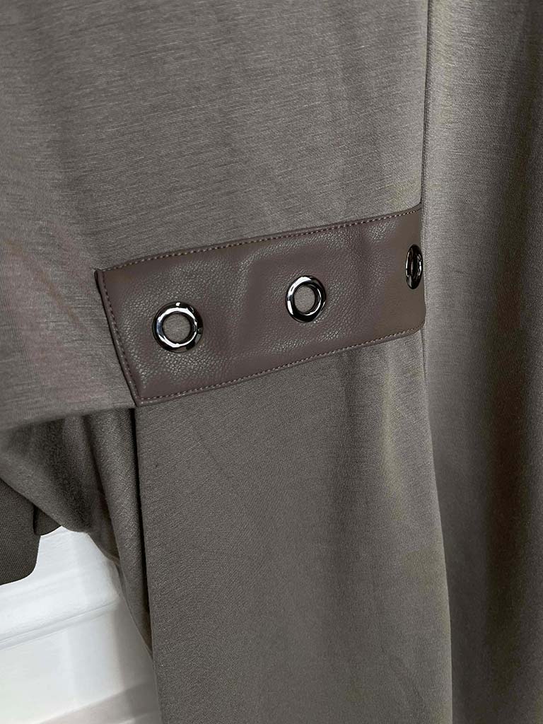 Malissa J Jersey Eyelet Hooded Jacket - Mushroom