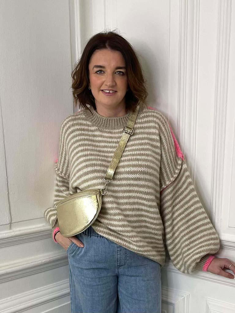 Leather Cross Body Bag - Gold