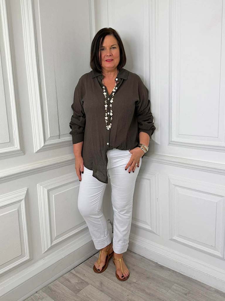 Seersucker Shirt - Chocolate