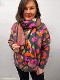 Malissa J Leopard Knit Scarf - Grey