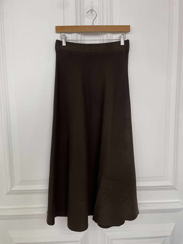 Knitted A-Line Skirt - Chocolate