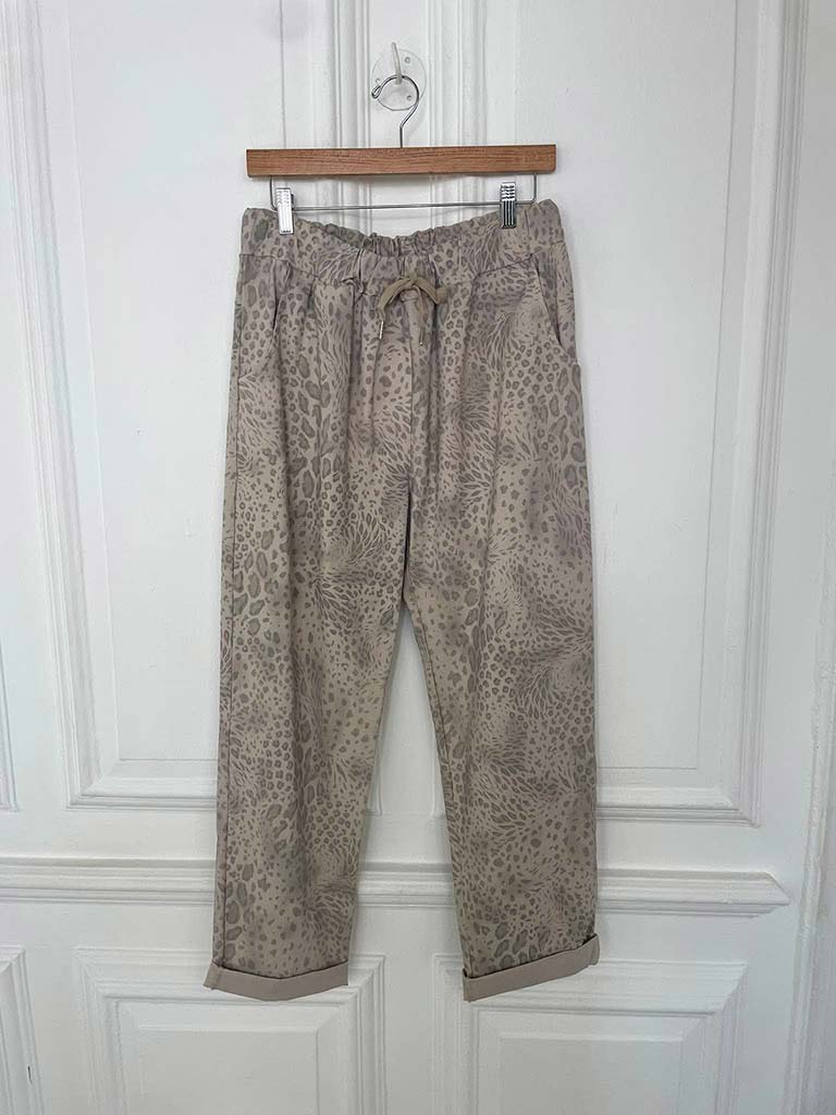 Leopard Magic Pants - Stone