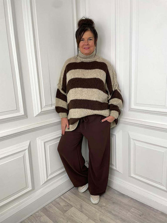 Basic Wide Leg Trousers - Chocolate