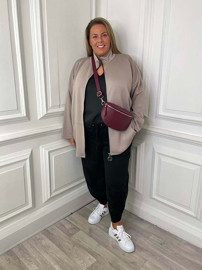 Sports Luxe Zip Up Jacket - Latte