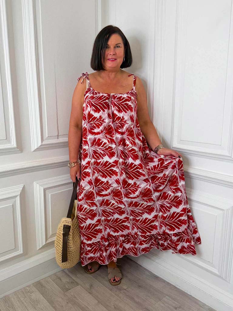 Palm Summer Dress - Red