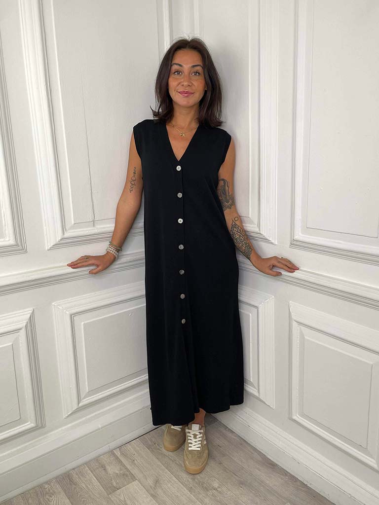 Malissa J Long Knitted Waistcoat - Black