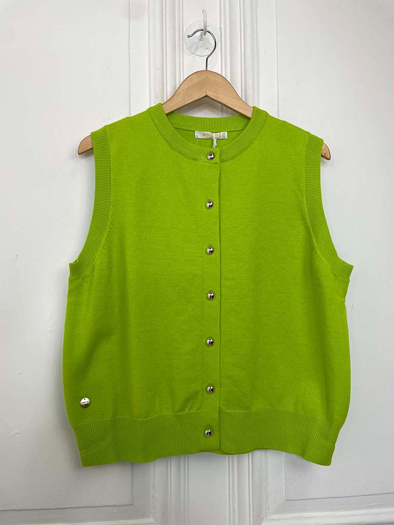Malissa J Buttoned Tank Knit - Lime