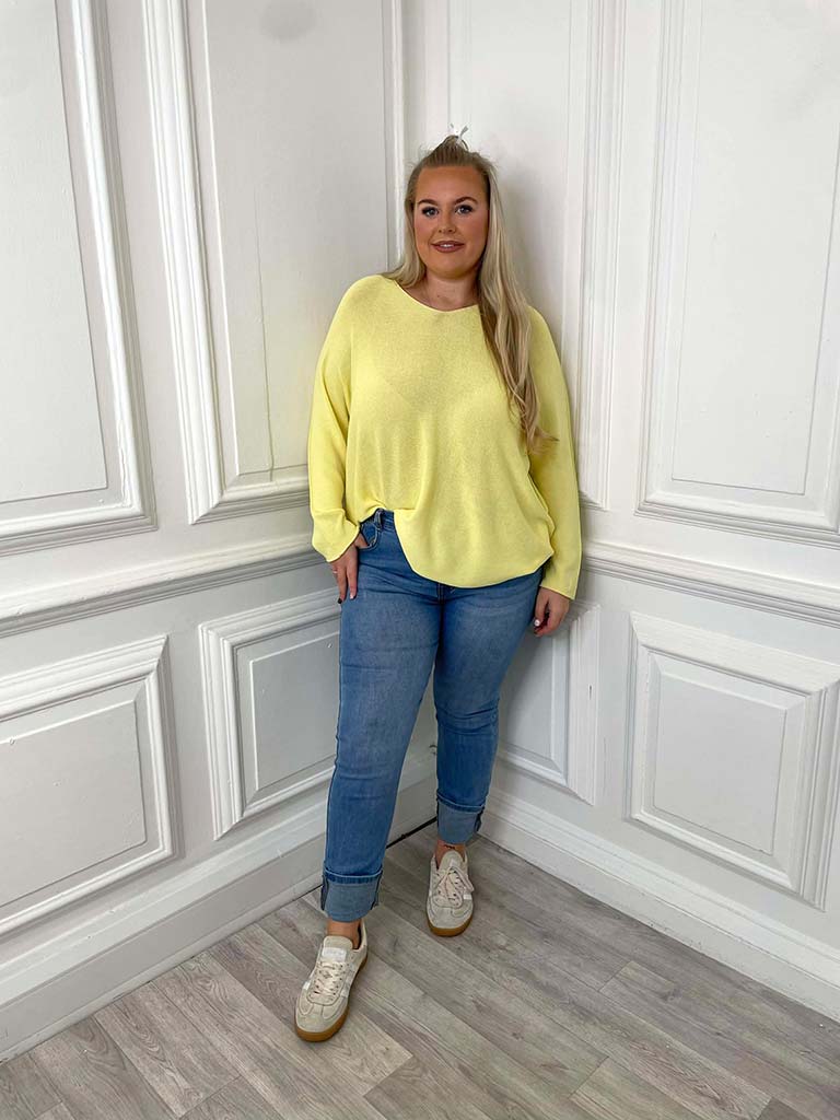 V-Neck Raw Edge Knit - Lemon