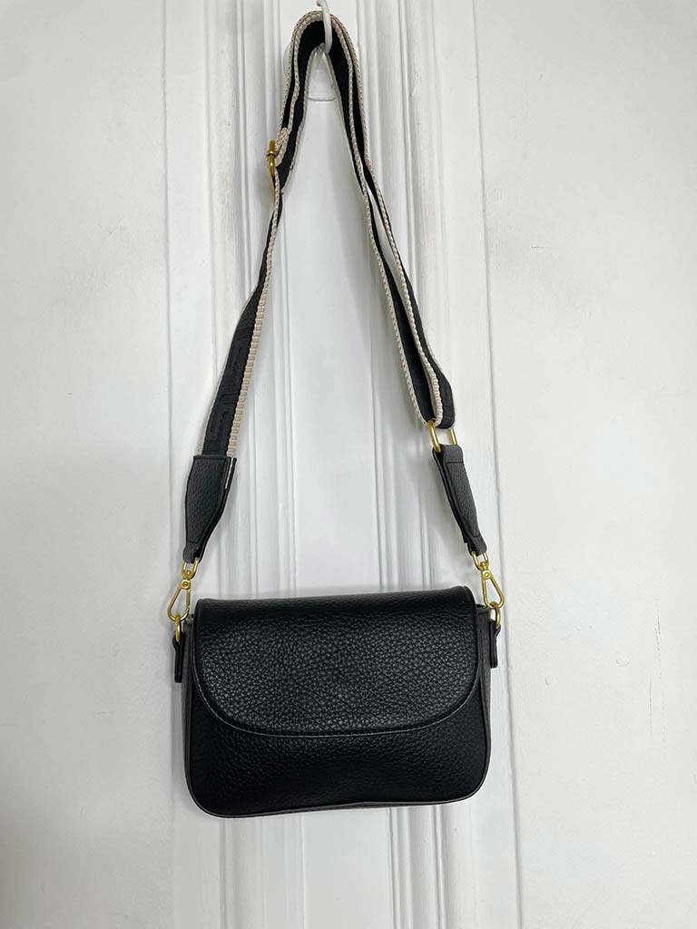 Flap Over Cross Body Bag - Black