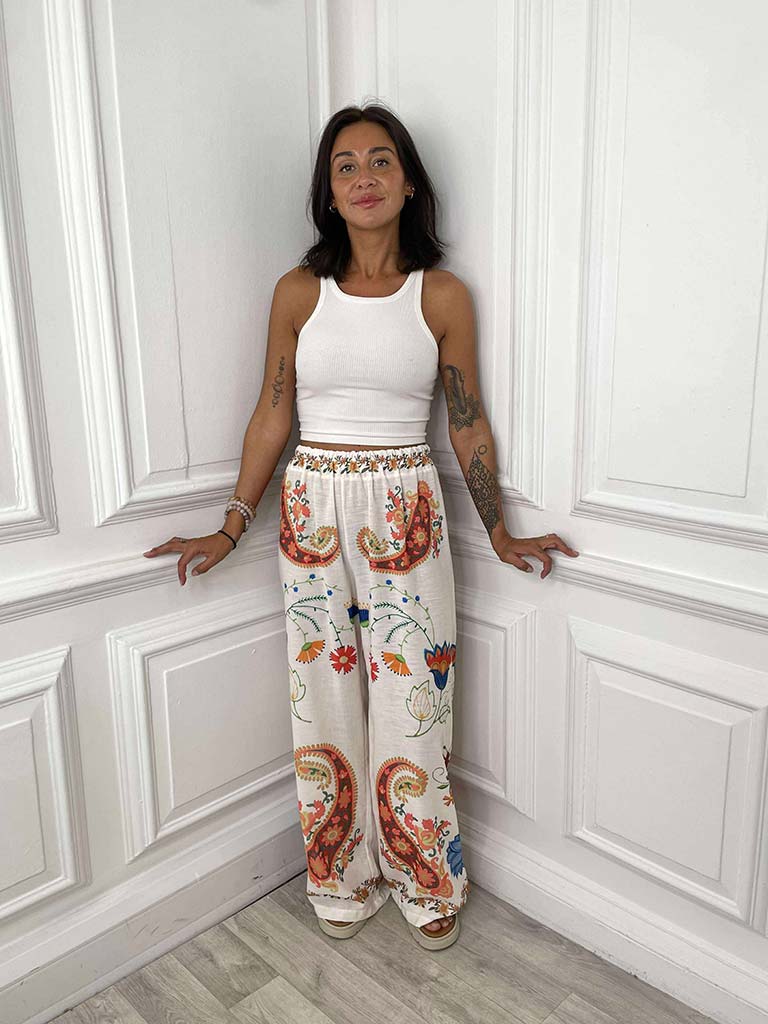 Paisley Floral Wide Leg Trousers