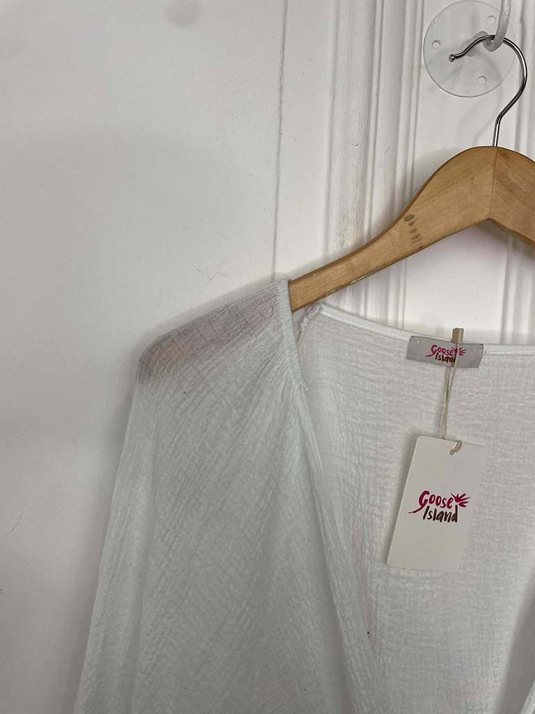 Waffle Tie Shrug - White