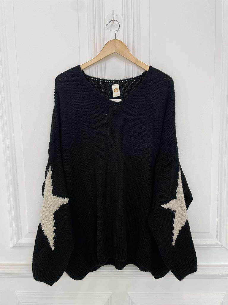 Star Patch Knit - Black