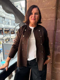 Military Cotton Blend Jacket - Chocolate