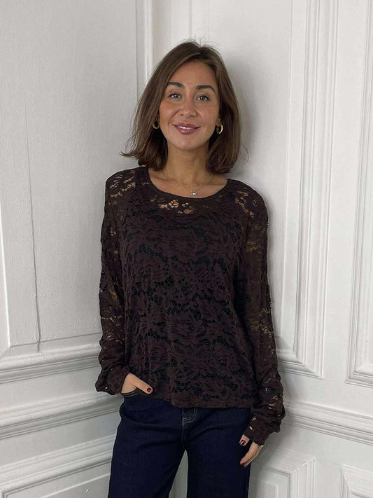 Lace Layering Top - Chocolate