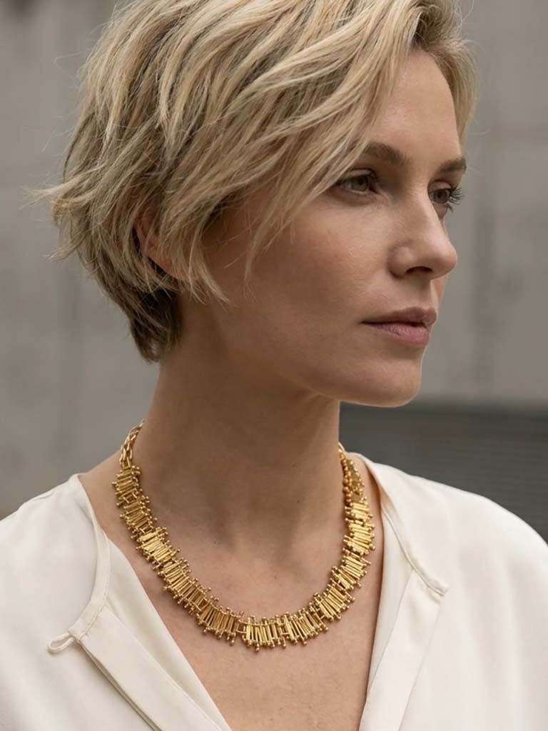 Envy Abstract Bar Link Necklace - Gold