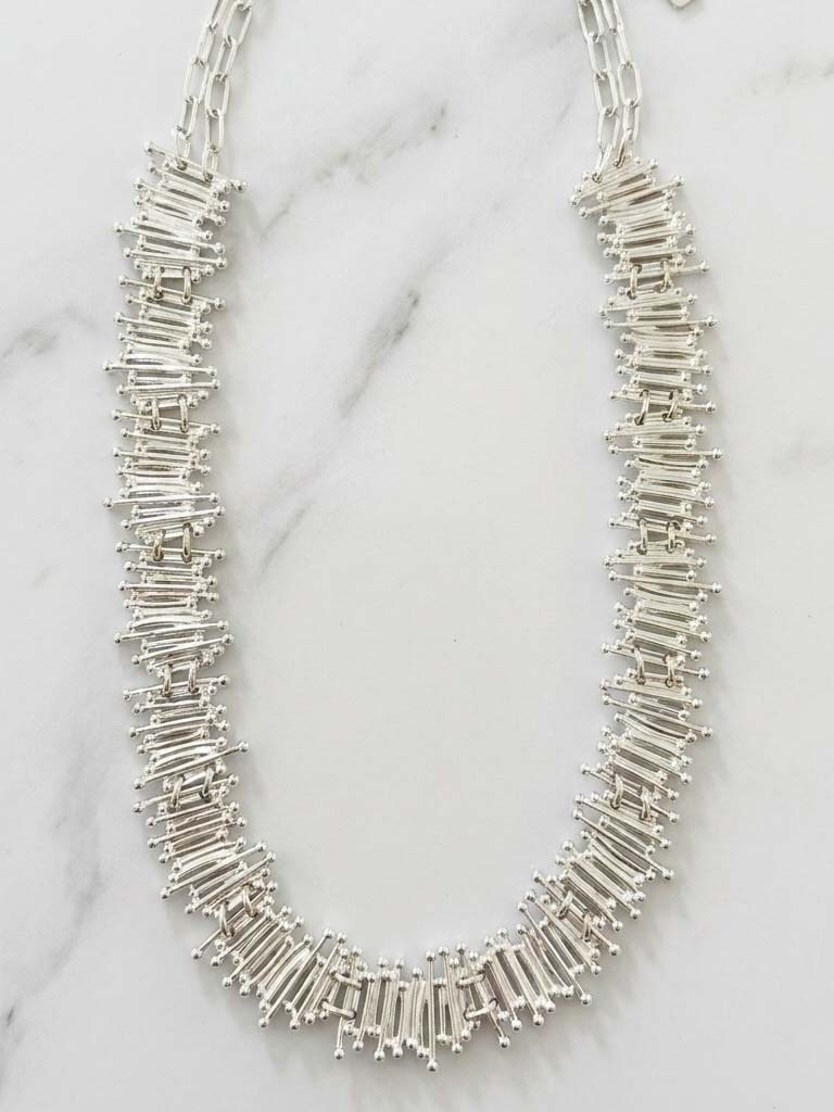 Envy Abstract Bar Link Necklace - Silver