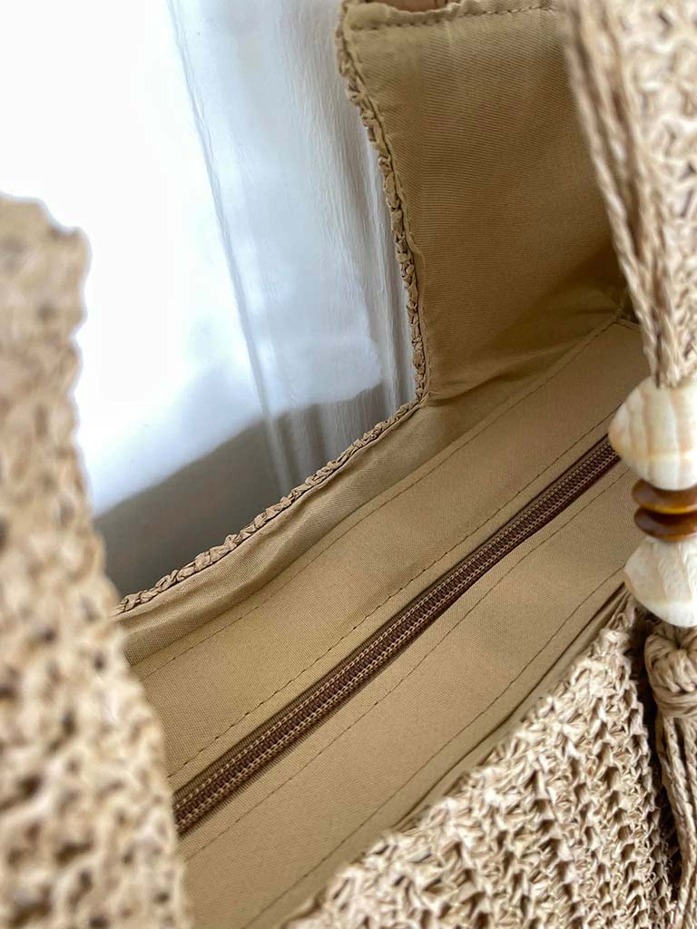 Raffia Tote Bag - Caramel