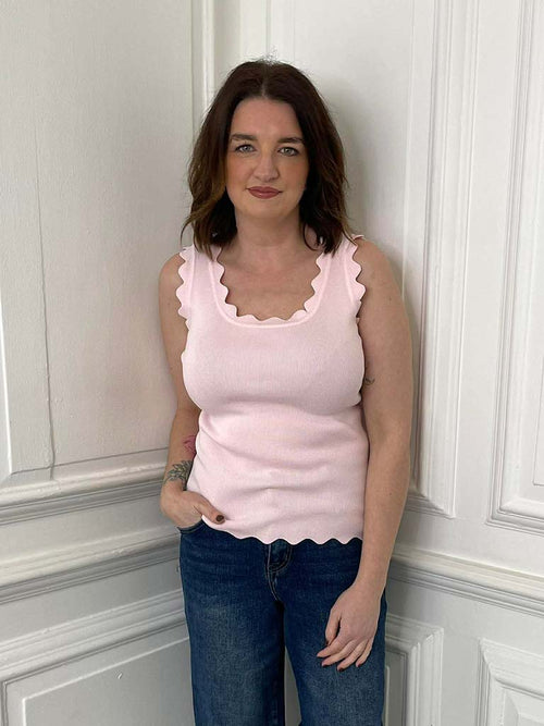 Scalloped Edge Vest - Petal