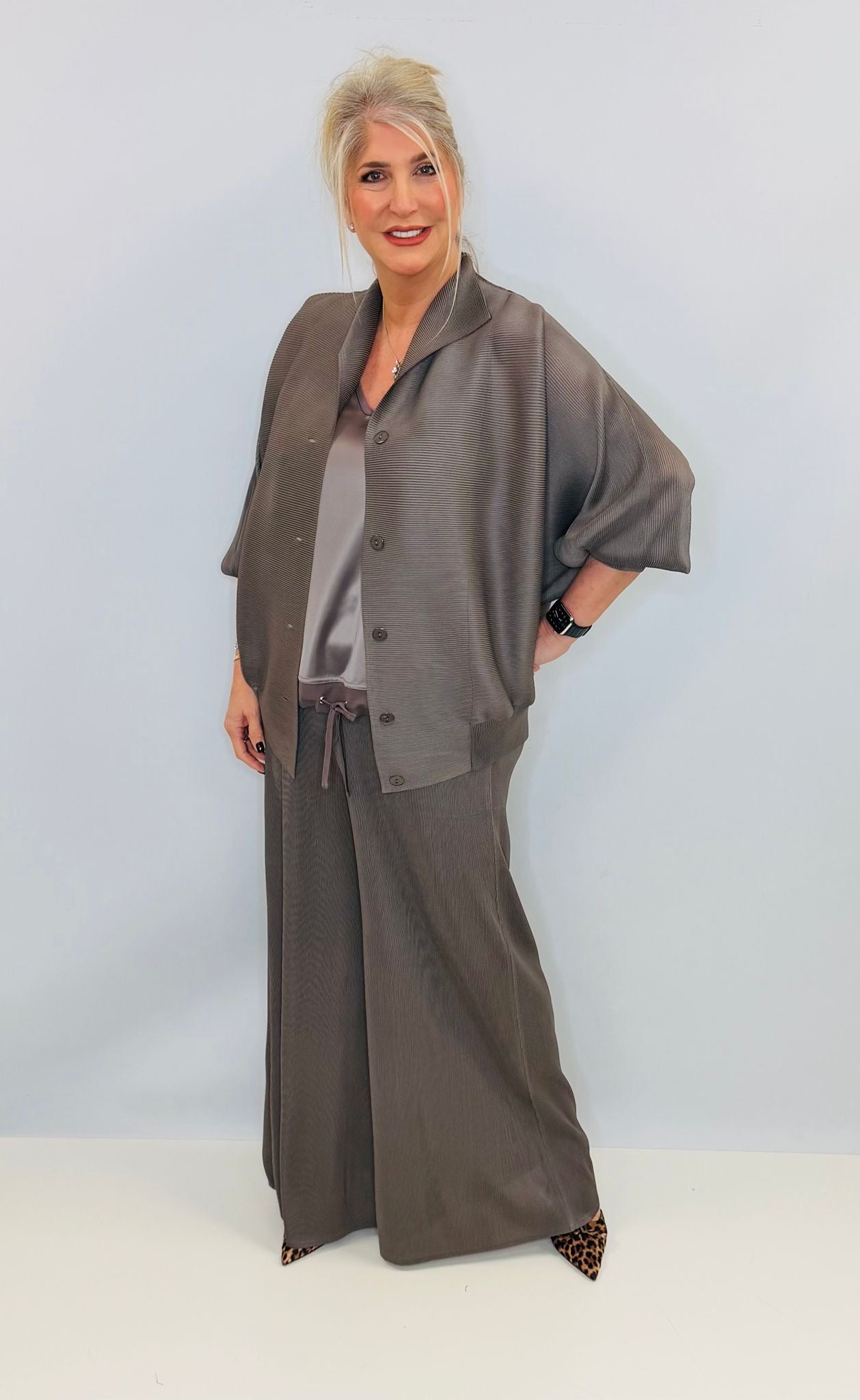 Malissa J Micropleat Jacket - Mushroom