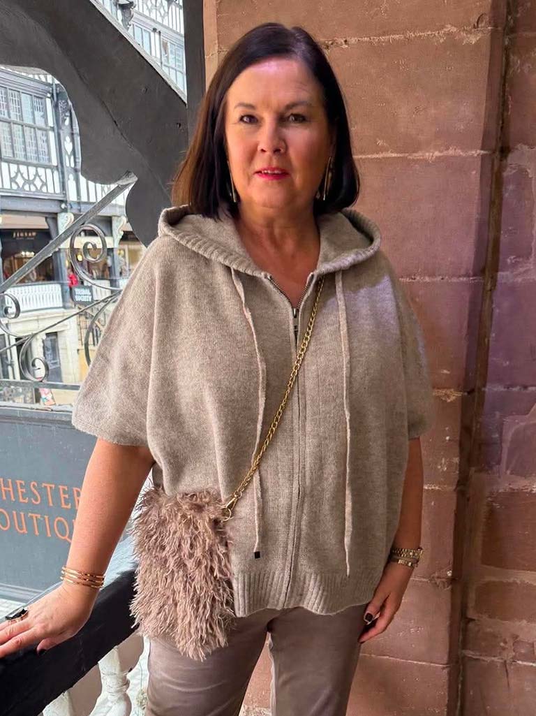 Malissa J Mongolian Fur Chain Bag - Taupe