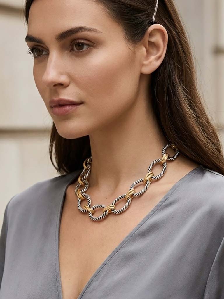 Envy Textured Link Necklace