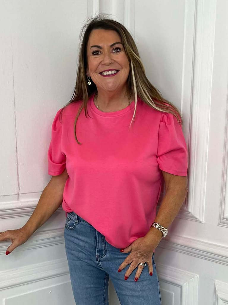 Malissa J Puff Sleeve Luxe Tee - Pink